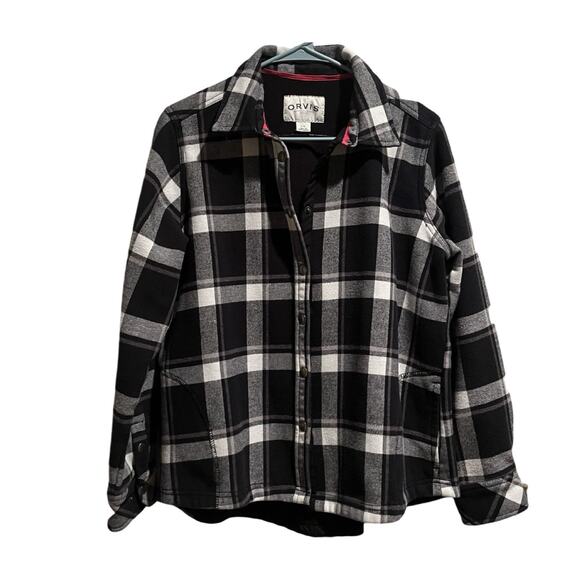 Orvis Jackets & Blazers - Orvis Flannel Shacket Womens Size L Black White Plaid Fleece